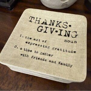 NEW S4 Pottery Barn Thanksgiving Sentiment Appetizer Plates | Snack Tidbit Plate